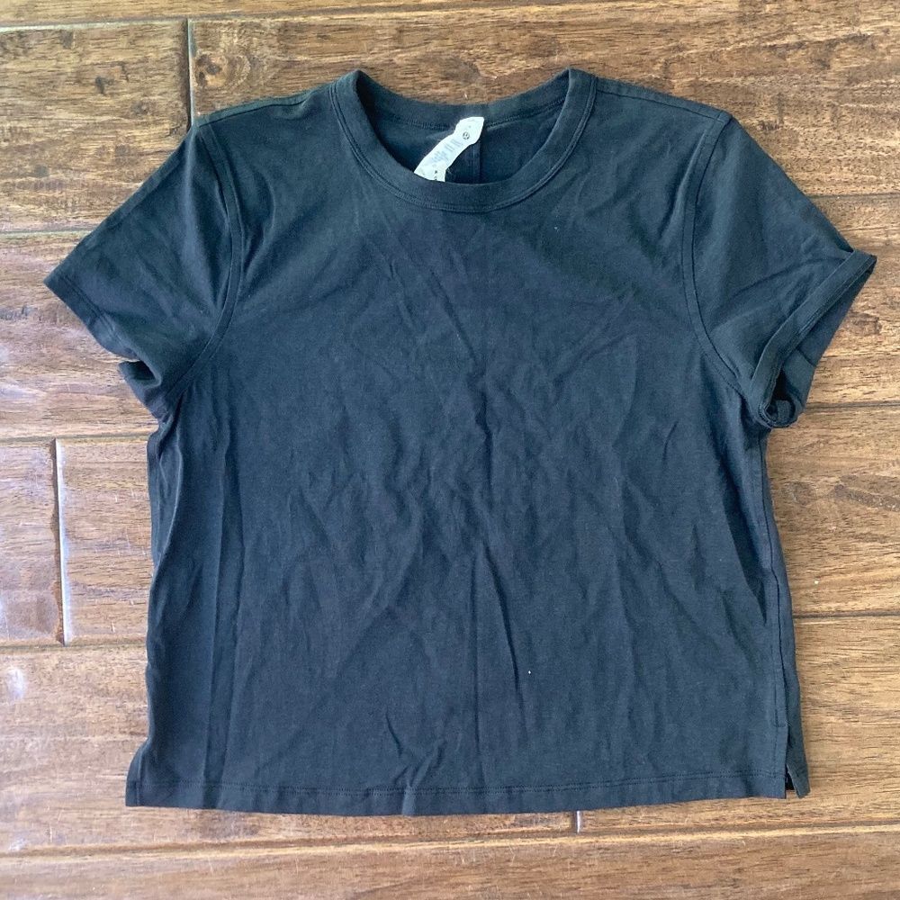 Lululemon Classic-Fit Cotton Linen Blend T-Shirt Black Size 4 Closet Basic